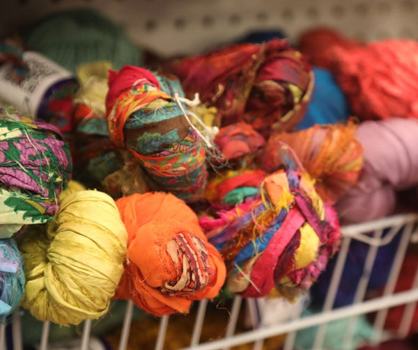 Darn Good Yarn Recycled Sari Silk Ribbon at Brainstorm Art Supply