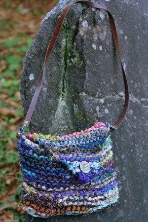 Purple, Pink and Blue Recycled Sari Ribbon Around the World Purse