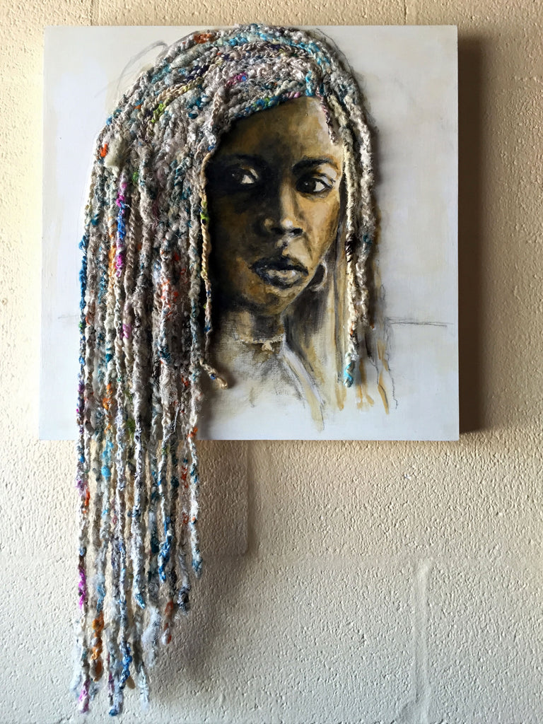 yarn wig over a paint