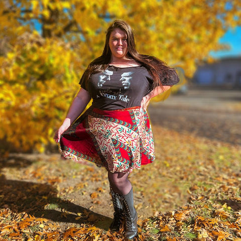Edgy sweet style for thanksgiving in the Sari Wrap Skirt