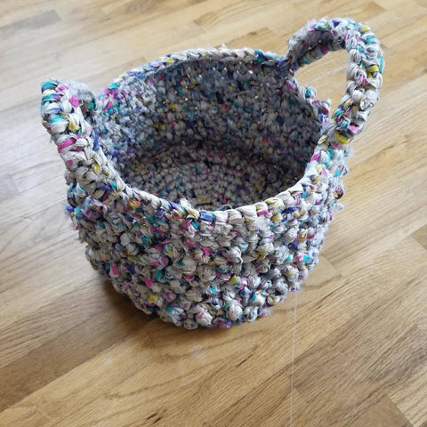 DIY fall decor, crochet basket craft project kit.