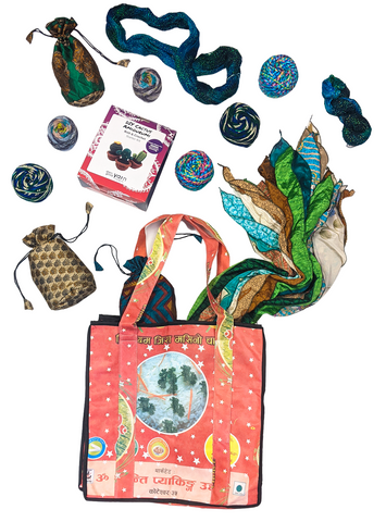 Landscape lovers box, filled with sustainable and recycled craft supplies and apparel.