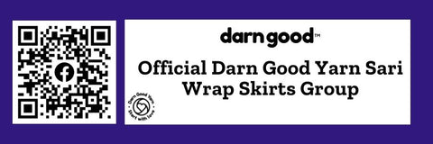 A purple button with a QR code that if clicked or scanned will bring you to the DGY- Sari Wrap Skirt Facebook Group