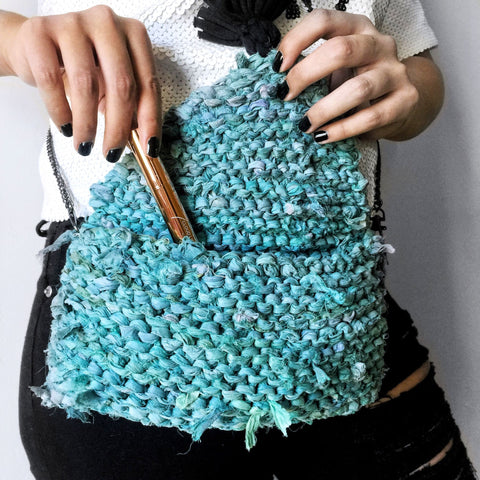 Tasseled Sari Silk Clutch Knitting Kit