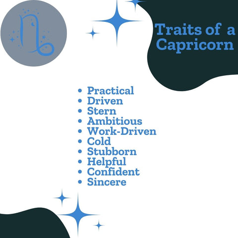 A list of Capricorn traits, written in blue text