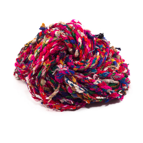 Chunky Recycled Silk Yarn 'Penny Candy' - Multicolor Base. This yarn, multicolored and braided is super chunky!