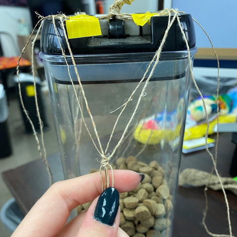 Step four of the macrame produce bag tutorial