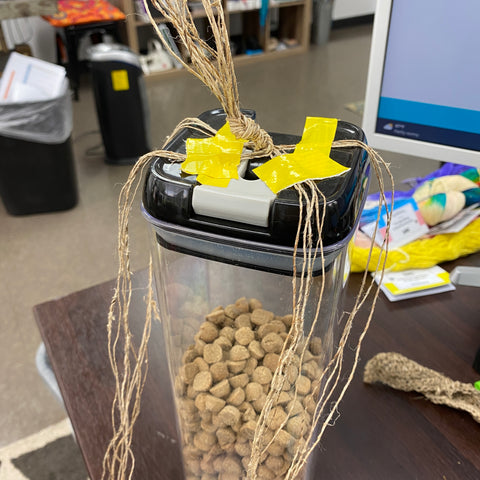 Step three of the macrame produce bag tutorial