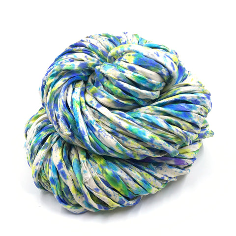 Recycled Sari Silk Piping Cord
- I Can't Do Laundry, the cording has a white base with teal, blue, and lime green speckles.