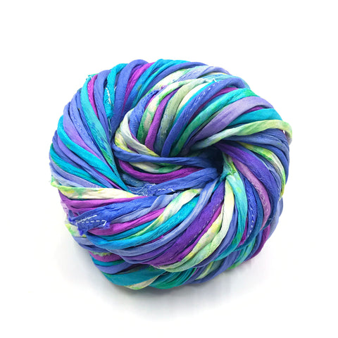 Recycled Sari Silk Piping Cord
- Oops I Did It Again, the cording is a mix of white, blue, purple, and a little bit of bright green! 