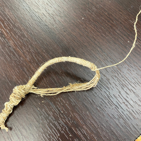 Step eight of the macrame produce bag tutorial