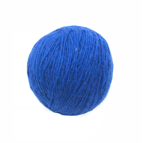 Yak Wool Yarn from Nepal- Deep Sea Blue, a ball of deep blue wool yarn.