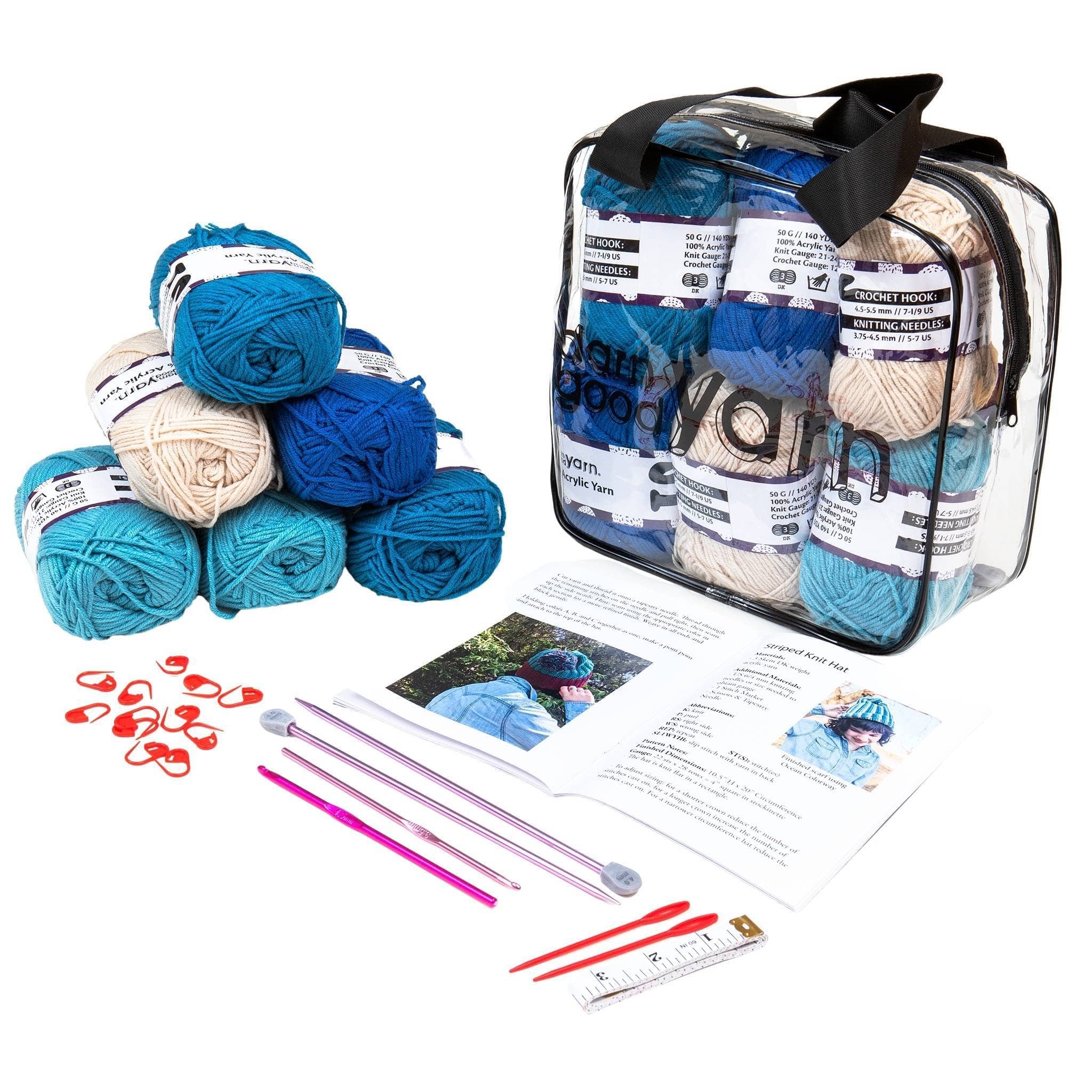 92 Pcs Crochet Kit for Beginners, Crochet Kit with Crochet Hooks Yarn Set,  Crochet Starter Kit Include 15 Colors Yarn Skeins Knitting Accessories for