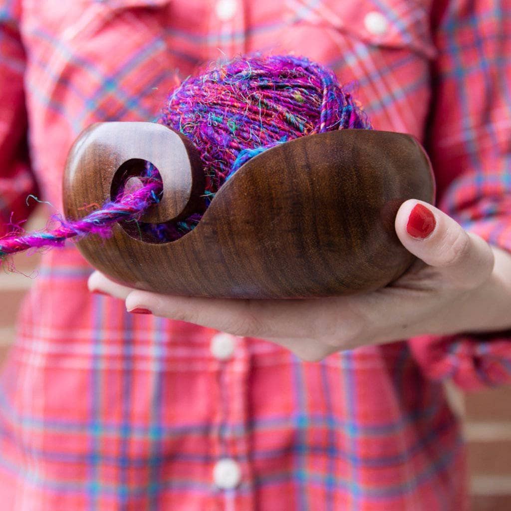 Wooden Yarn Bowl Knitting Bowl Large Crochet Yarn Holder Handmade Crocheting  Accessories and Supplies Organizer 7 x 3 (White) - Yahoo Shopping