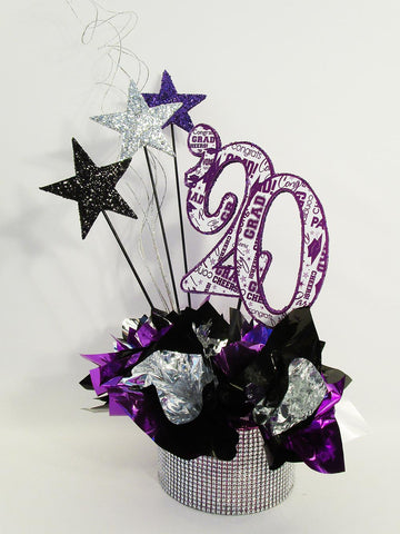 Purple Silver Graduation Centerpiece