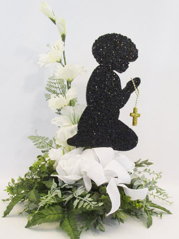 Afro girl praying centerpiece - Designs by Ginny