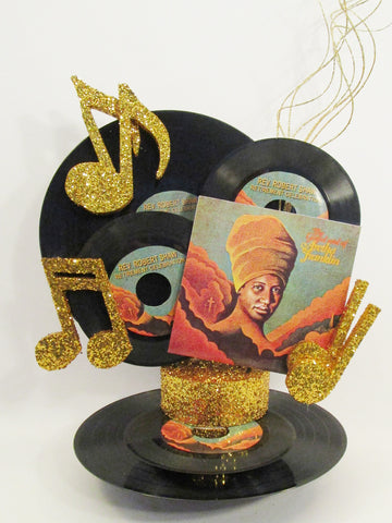 Aretha Franklin themed centerpiece - Designs by Ginny