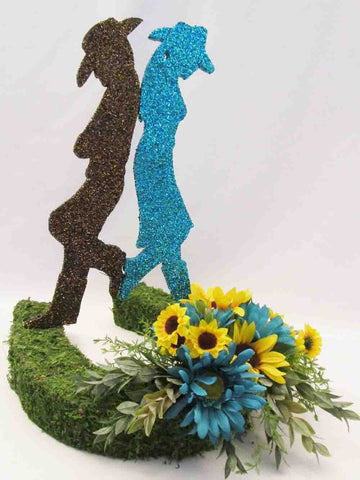 Leaning cowboy/cowgirl centerpiece - Designs by Ginny