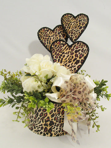 Leopard Valentine centerpiece - Designs by Ginny