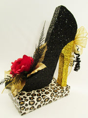 red rose high heel shoe centerpiece-side-view