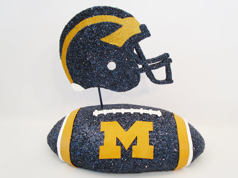 University of Michigan football and helmet centerpiece - Designs by Ginny