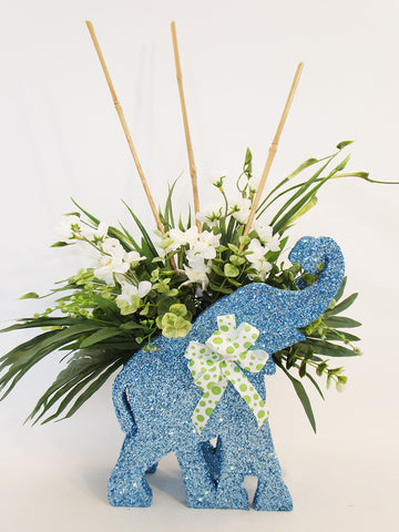 Blue Elephant Floral Centerpiece - Designs by Ginny