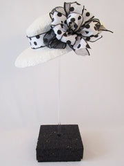 white brim hat with polka dot ribbon - Designs by Ginny