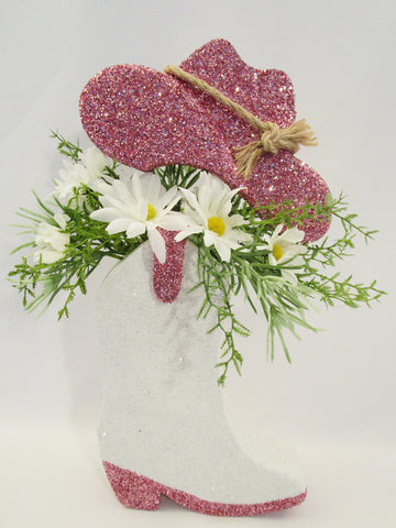 Cowboy boot and hat centerpiece - Designs by Ginny