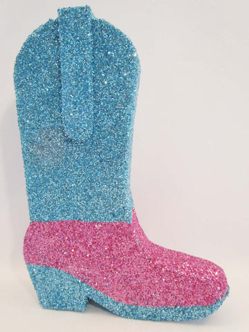 Turquoise and pink cowgirl boot
