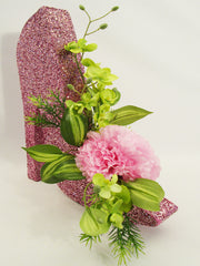 pink and green high heel shoe centerpiece - Designs by Ginny