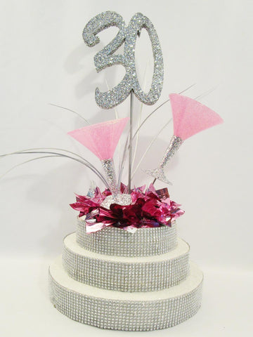 Martini glass birthday centerpiece - Designs by Ginny