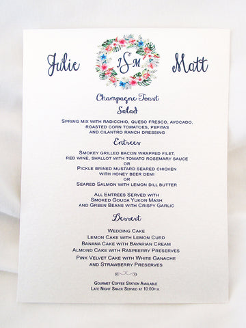 tropical wedding menu card - Designs by Ginny