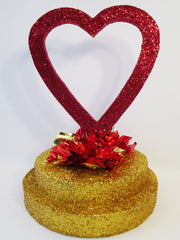 open heart on gold base centerpiece - Designs by Ginny
