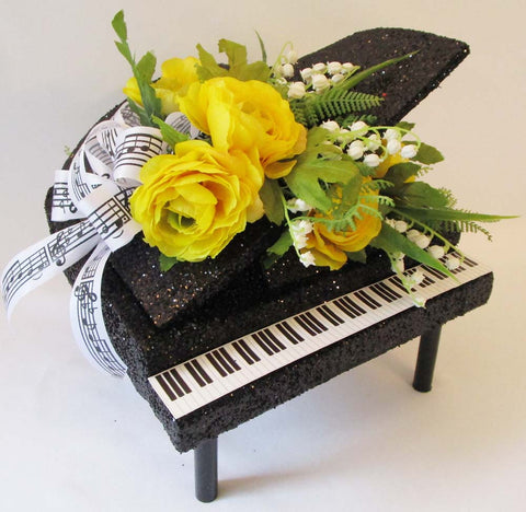 Piano with silk florals table centerpiece - Designs by Ginny