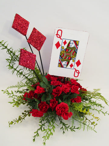 casino Queen playing card centerpiece - Designs by Ginny