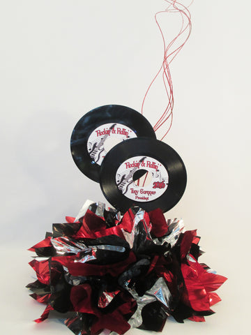 Record themed centerpiece - Designs by Ginny