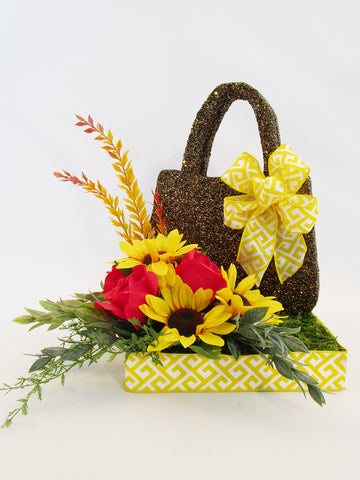 Silk floral Purse Centerpiece - Designs by Ginny