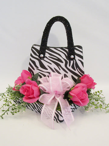 Silk Floral Purse centerpiece - Designs by Ginny