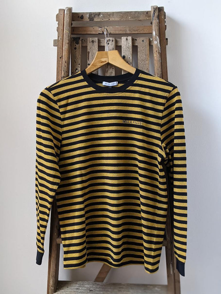 BELLA FREUD Gold Sparkle Striped Long-Sleeved Top