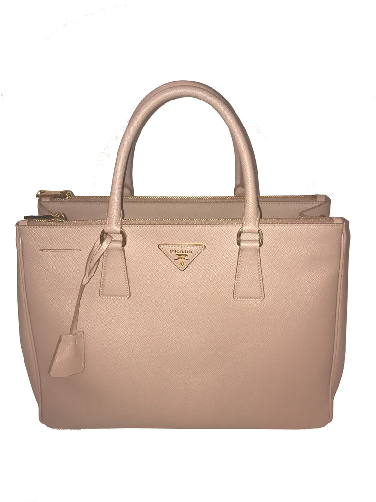 prada saffiano lux double zip tote