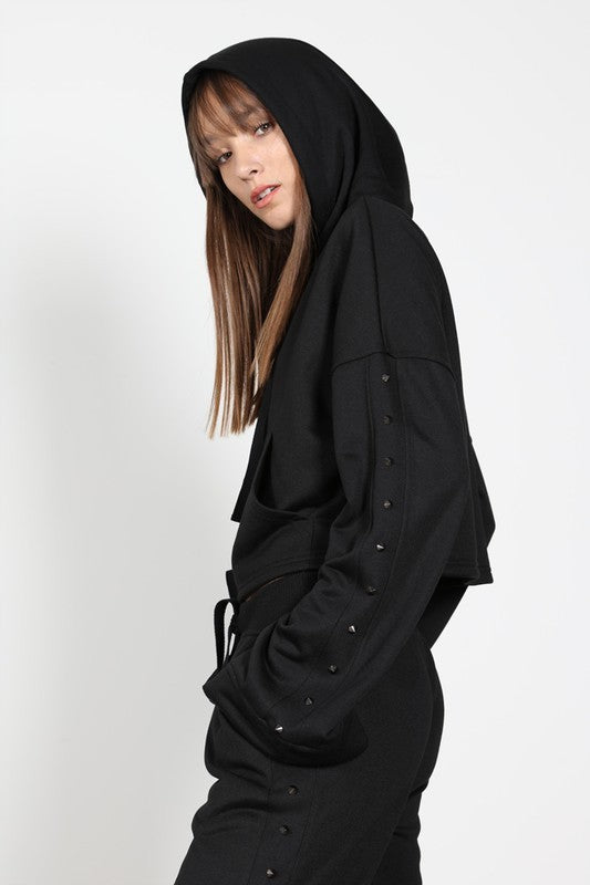 STUDDED BELL SLEEVE HOODIE | SHOP MĒKO