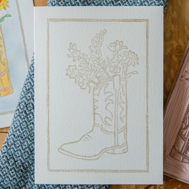 Cowboy Boot Flowers Watercolor Card Art Kit