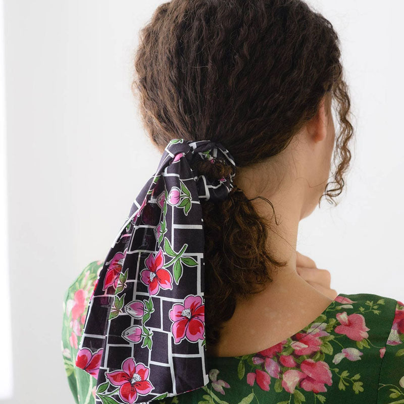 Hair Scrunchy with Scarf - Peony