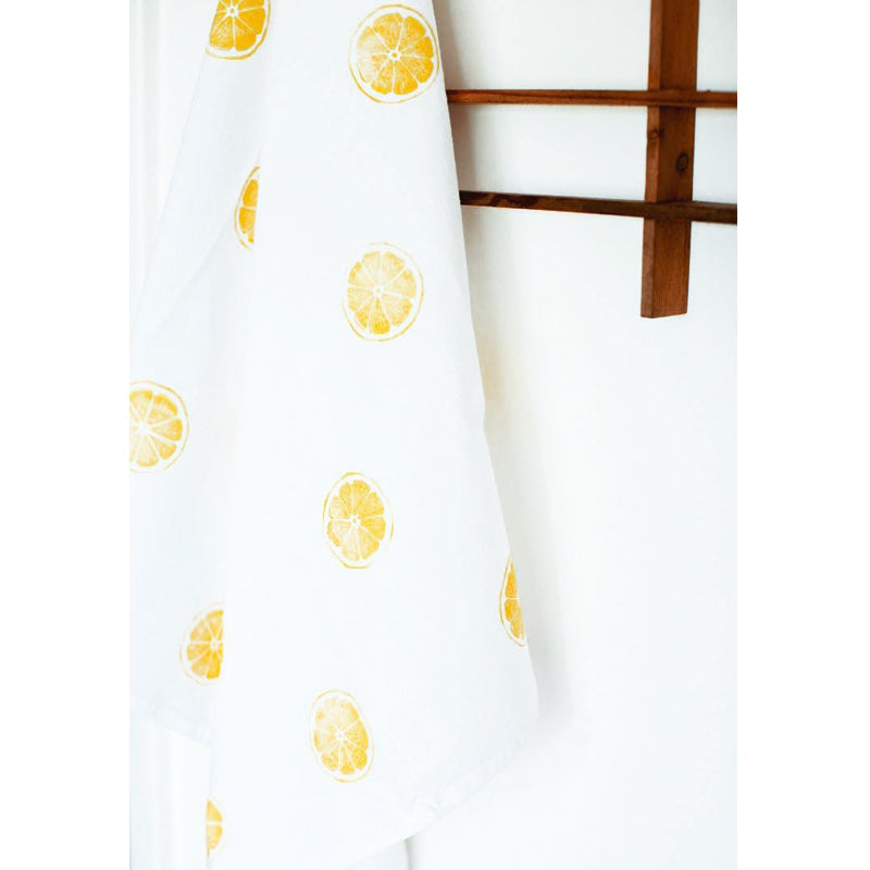 Printed Tea Towel   Lemon Block