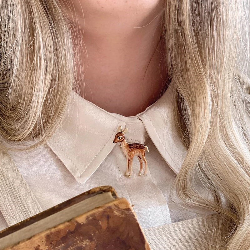 Enamel Fawn Brooch