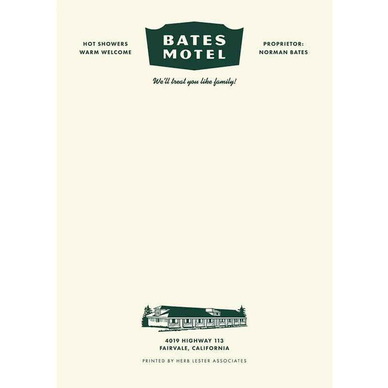 Fictional Hotel Notepad Set - Bates Motel