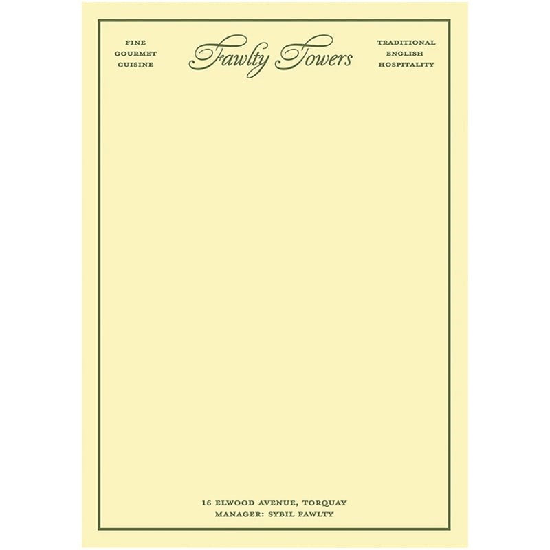 Fictional Hotel Notepad Set - Fawlty Towers