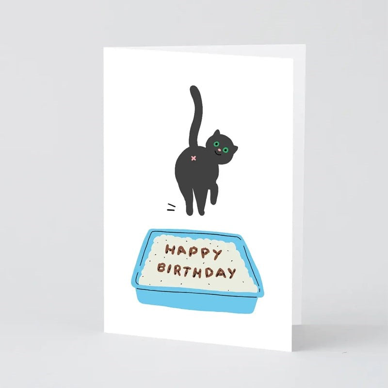 Birthday Cat Poop Greeting Card