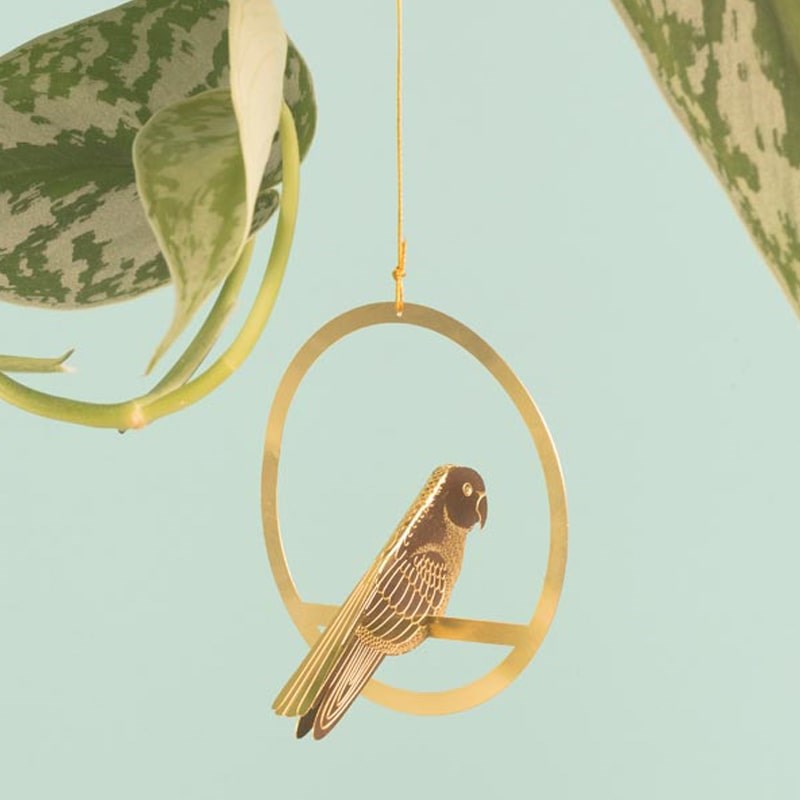 Hanging Brass Bird Decoration