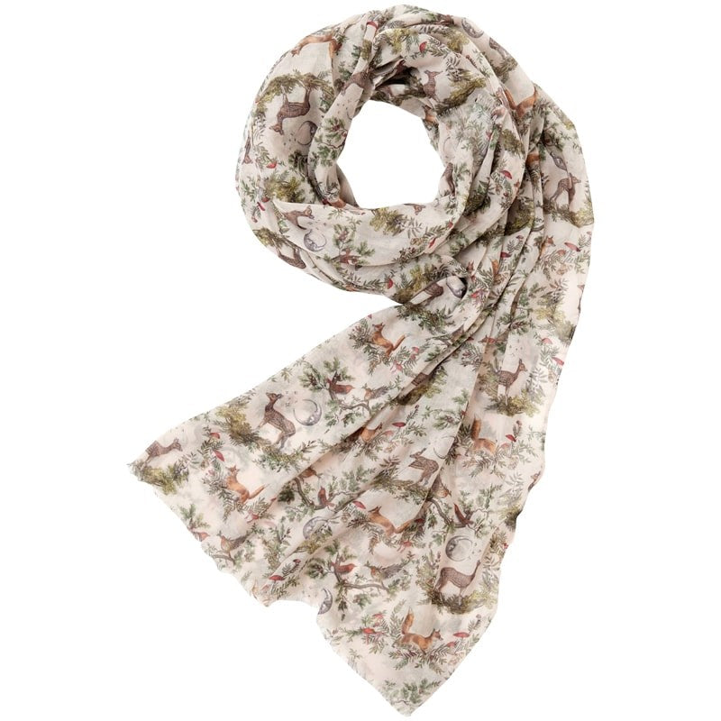 A Night's Tale - Grey Woodland Scene Lightweight Scarf